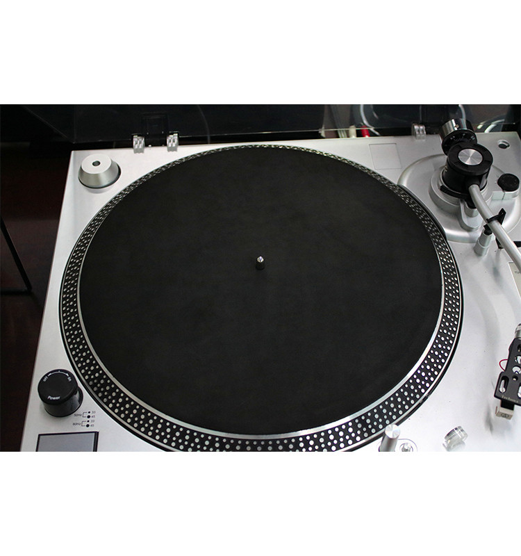 12'' Black Genuine Leather + Cork Turntable LP Mat Hide in the Sound