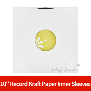 20 Heavyweight White Kraft Paper Inner Sleeves With Hole For 10'' Record Vinyl